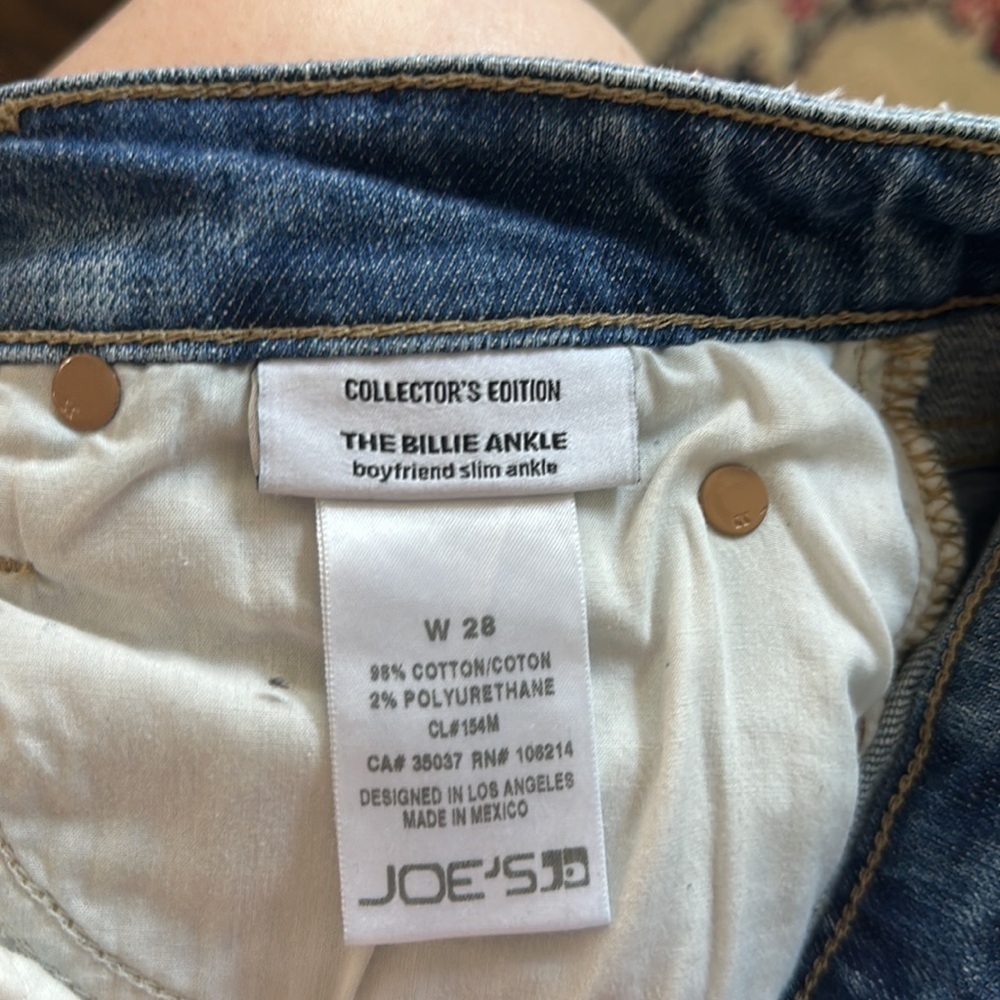 Joe's Jean's COLLECTOR’S EDITION Billie Slim Boyfriend Ankle Jean size 28 - Picture 6 of 6